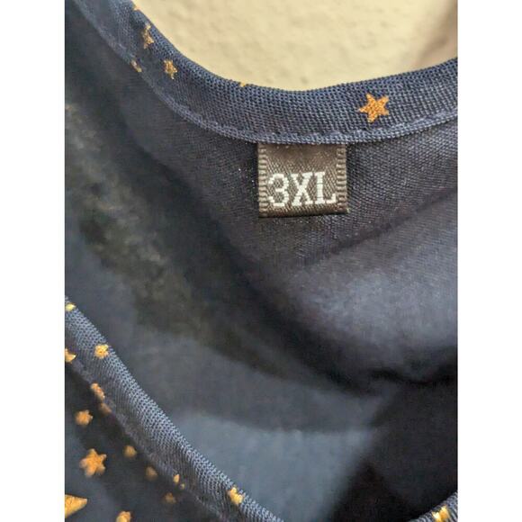 Gorgeous long sleeve navy cupcake style tiered dress w/gold foil star print 3X - Picture 2 of 10